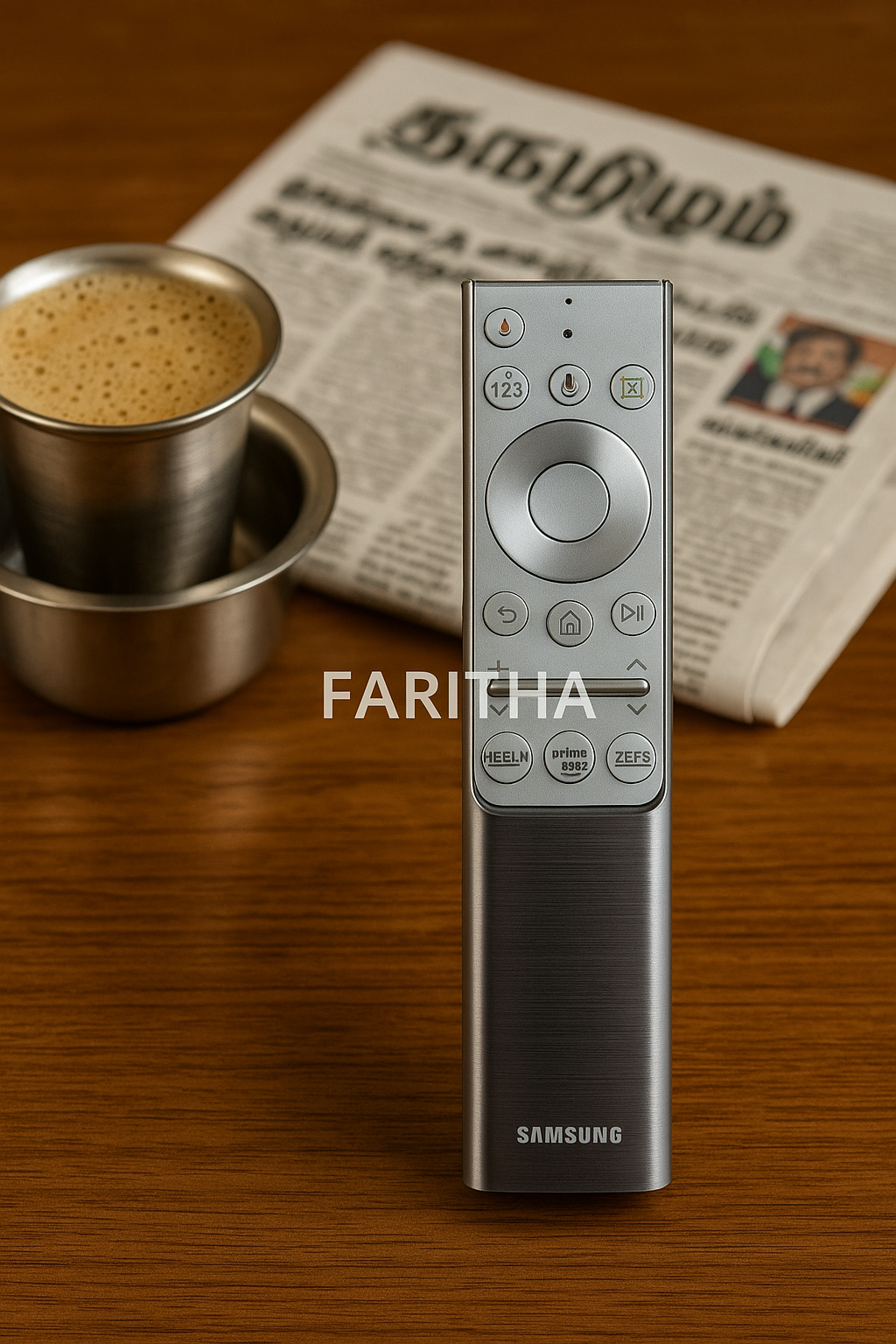 Samsung metal body voice remote — Netflix Prime ZEE5 rechargeable, original genuine India Faritha