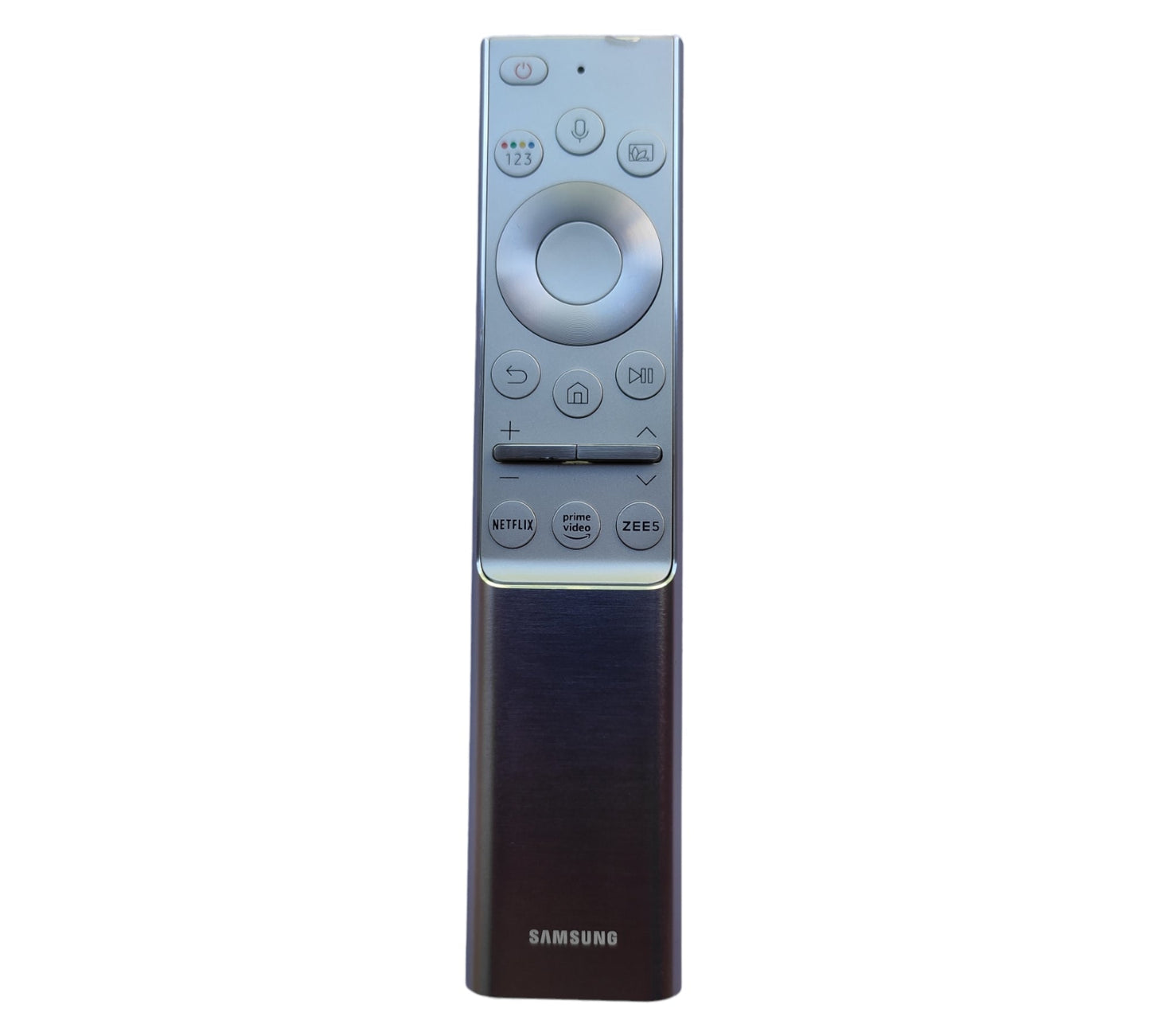 Samsung Smart TV voice remote metal body — Netflix Prime ZEE5 rechargeable India Faritha