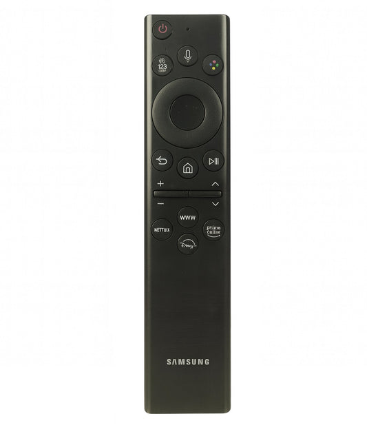 Black Samsung remote control on a white background