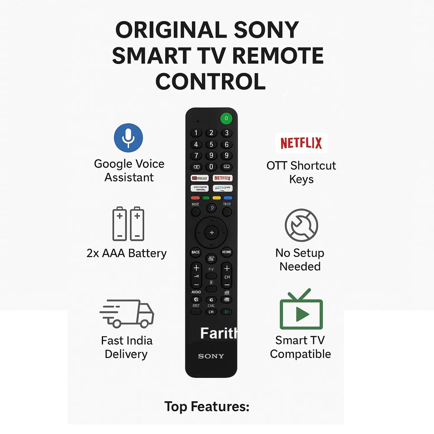 Sony Smart TV Remote features list — Google Voice, Netflix, Google Play, Bluetooth, buy India