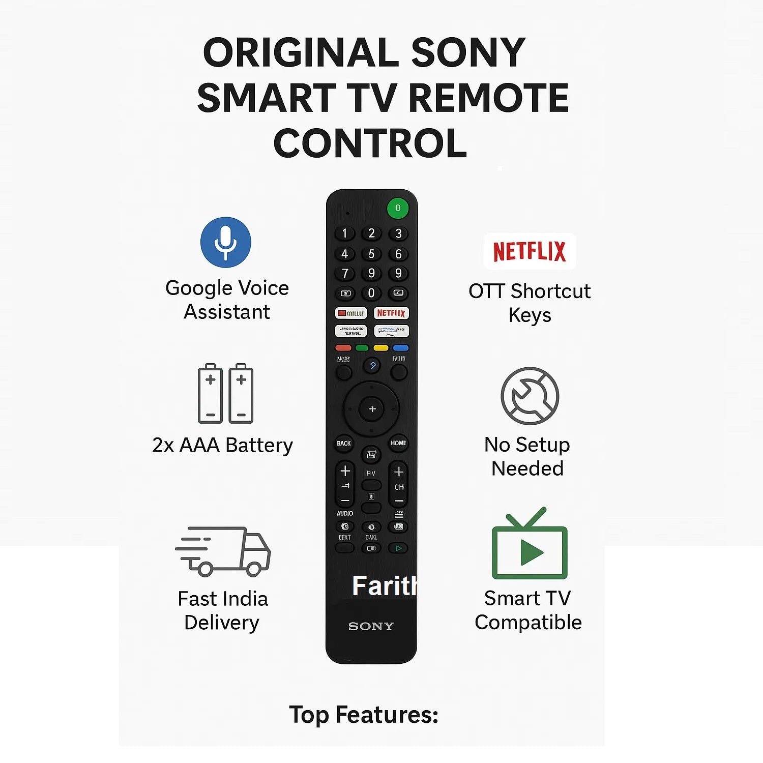 Sony Smart TV Remote features list — Google Voice, Netflix, Google Play, Bluetooth, buy India