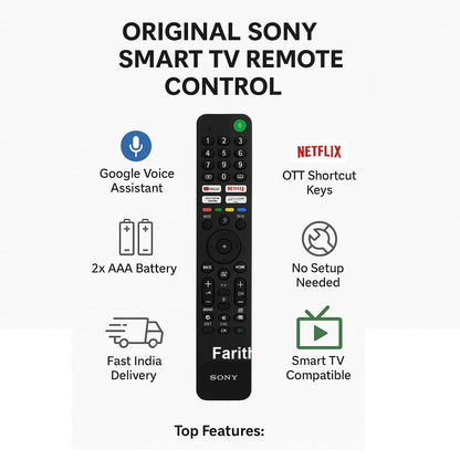 Sony Smart TV Remote features list — Google Voice, Netflix, Google Play, Bluetooth, buy India