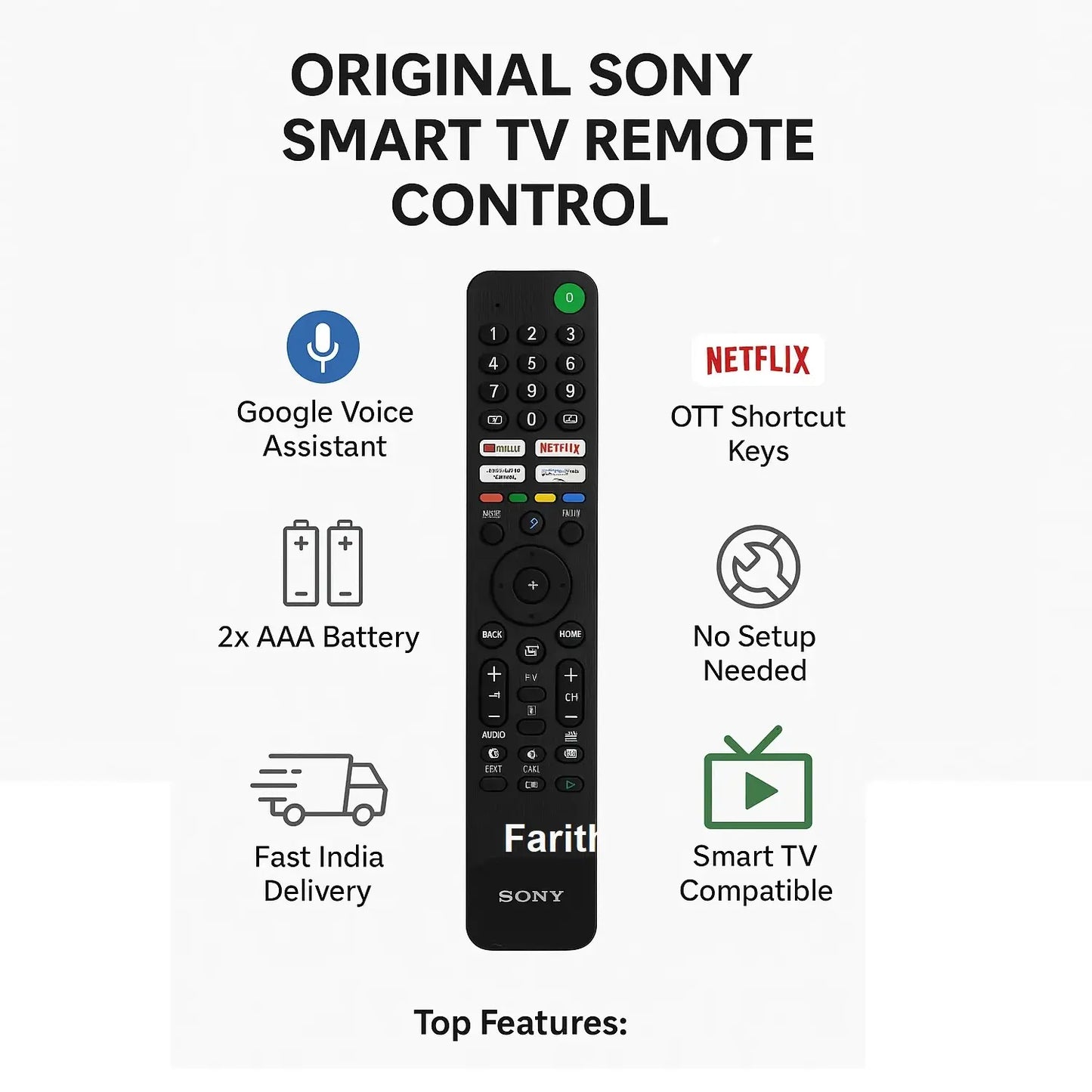 Original Sony Smart TV Remote – Google Voice Assistant, Netflix &amp; Google Play | Buy Online India