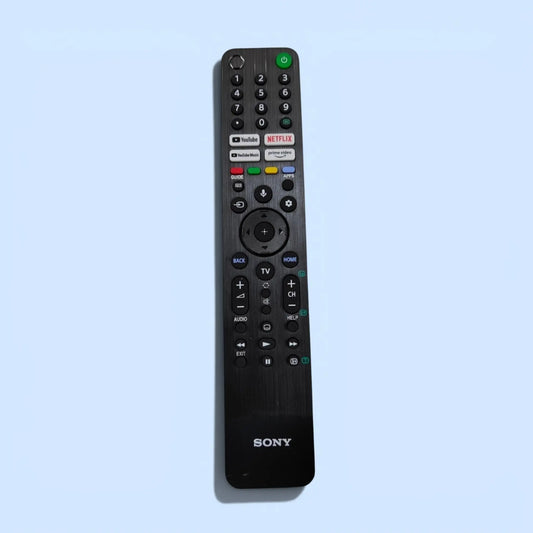 Sony Original Smart TV Remote Control with Google Voice support, dedicated Netflix and Google Play buttons, black remote compatible with Sony Android Smart TVs.