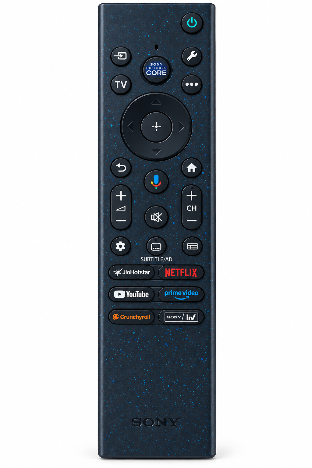 Sony Smart TV remote control with voice assistant and OTT shortcut buttons
