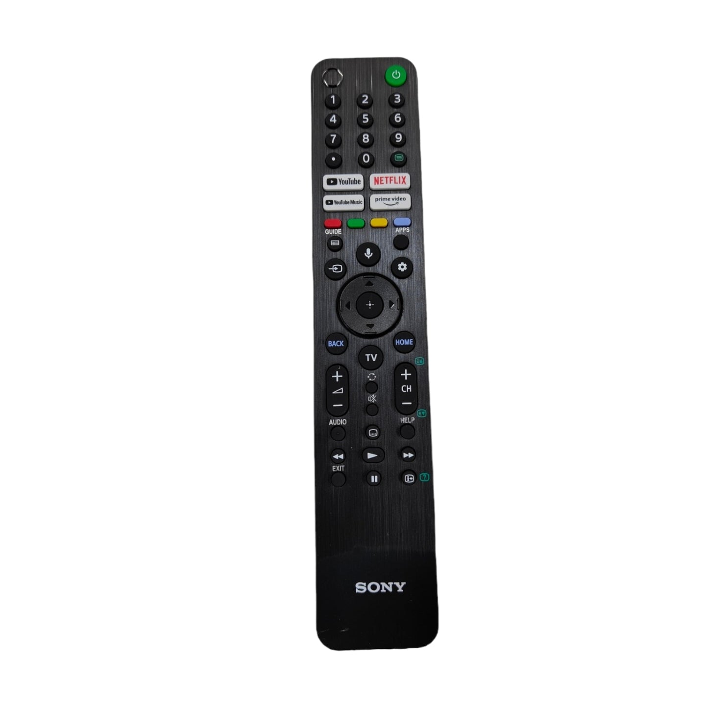 Front view of original Sony Smart TV remote with OTT and voice control buttons