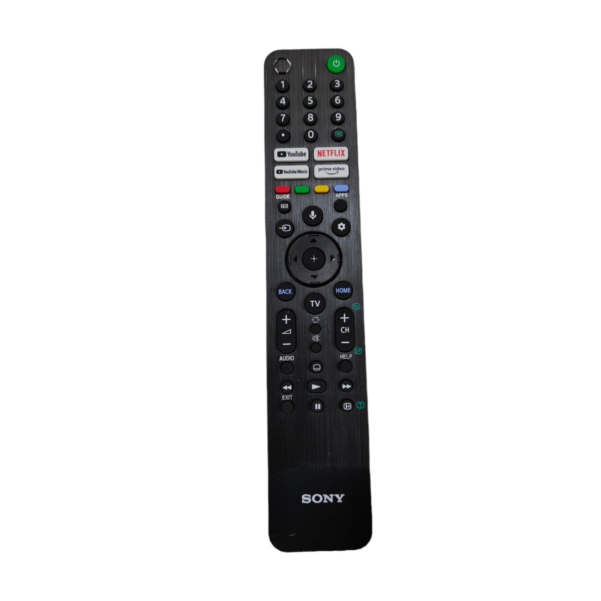 Front view of original Sony Smart TV remote with OTT and voice control buttons