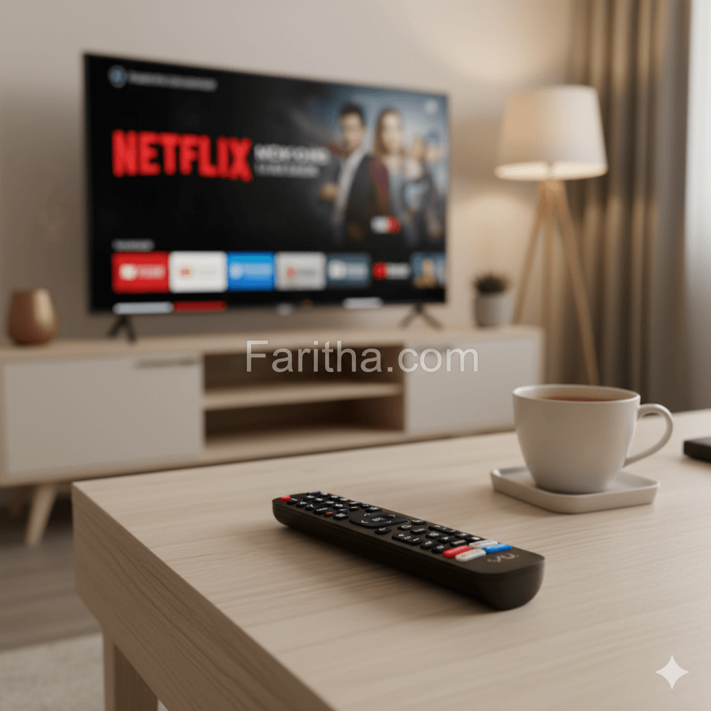 VU Smart TV Remote buttons labeled — Google Play YouTube Netflix Prime Video India 2026