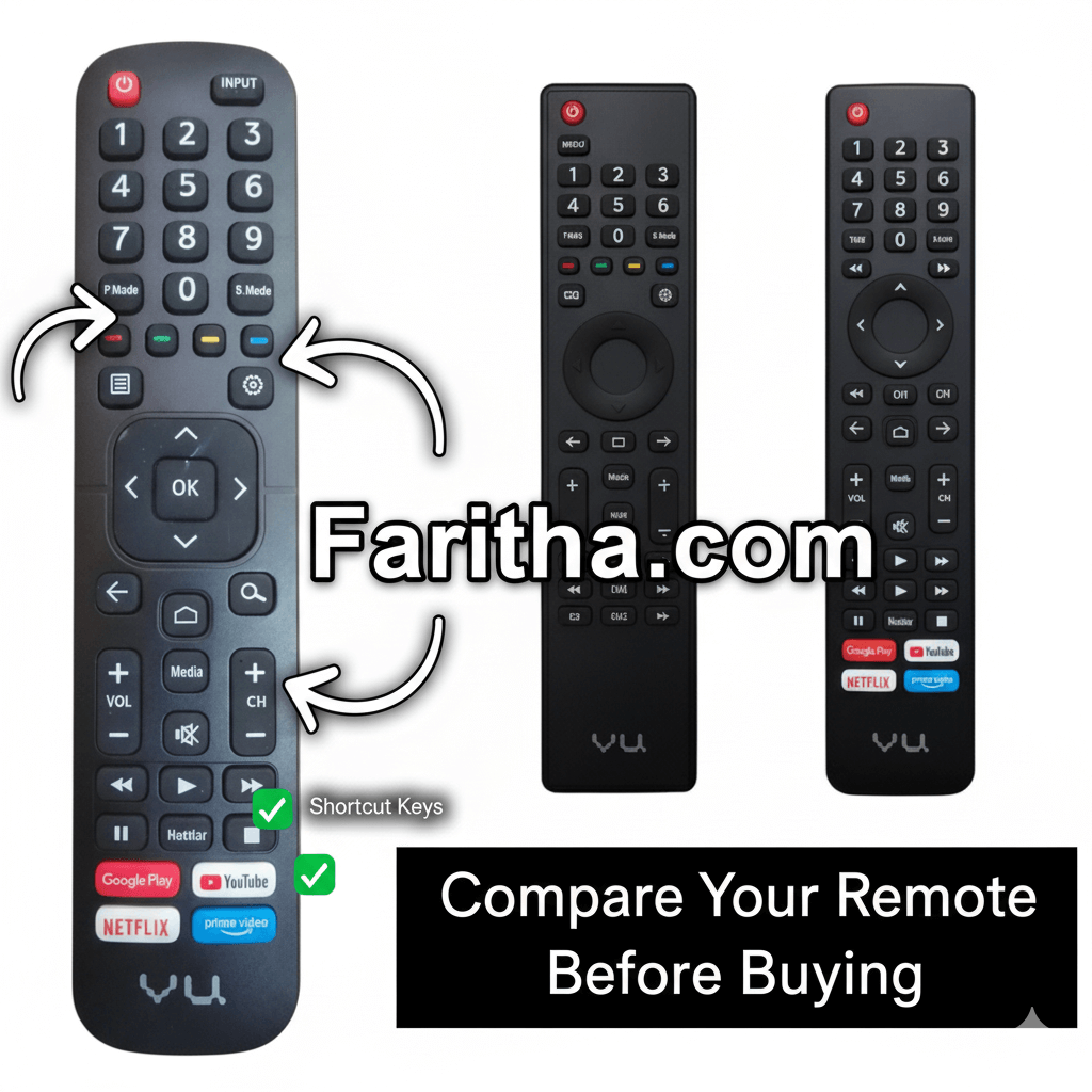 VU Smart TV Remote compatibility — compatible all VU Smart LED TV models India Faritha