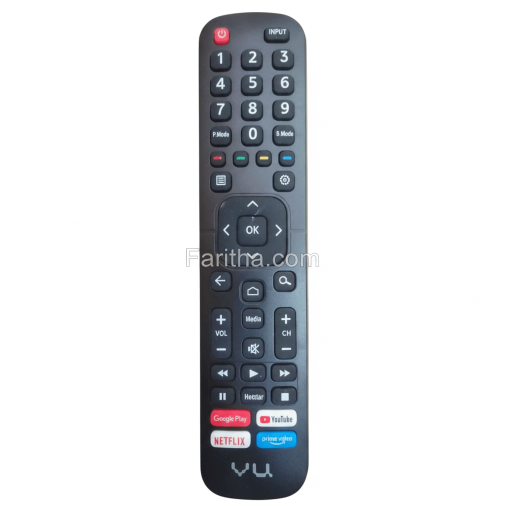 VU Smart TV Remote lifestyle — person using VU LED TV India 2026 Faritha