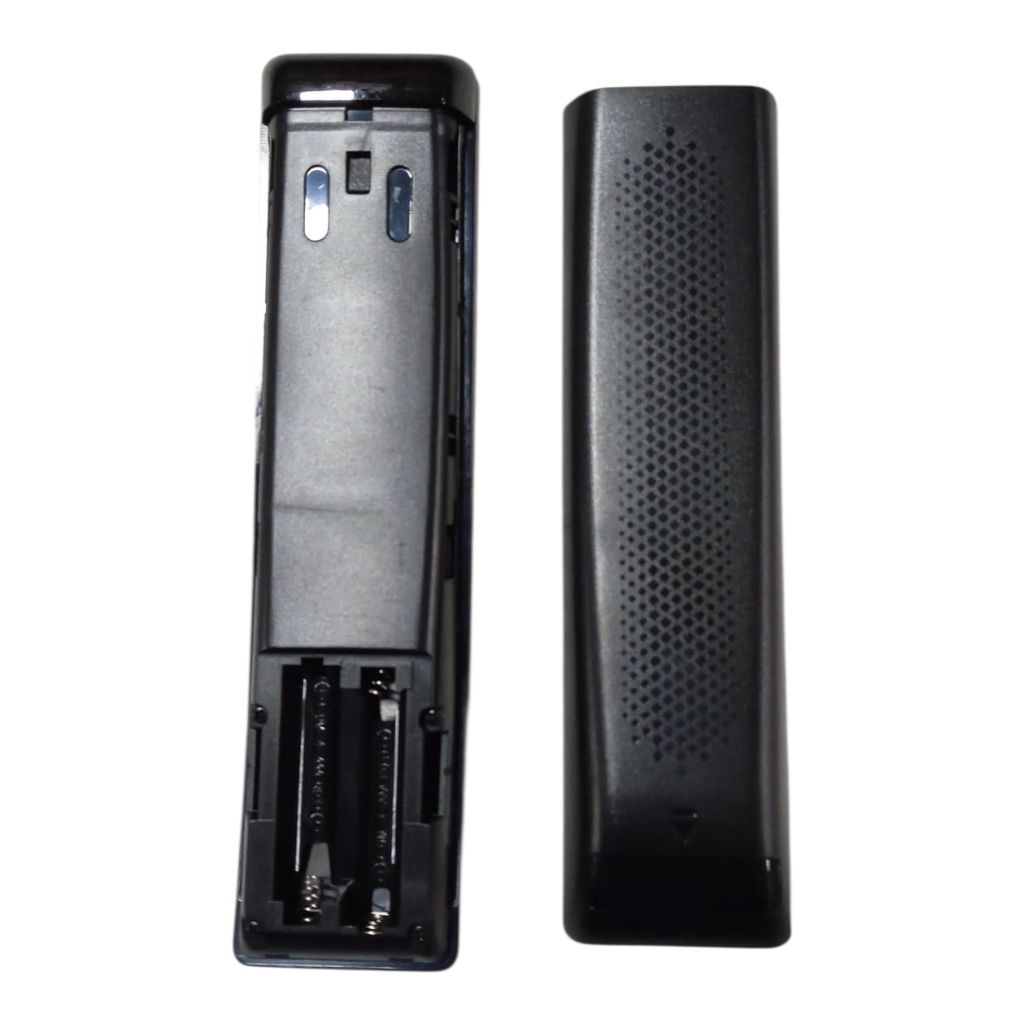 Back side of Wybor TV remote showing battery compartment