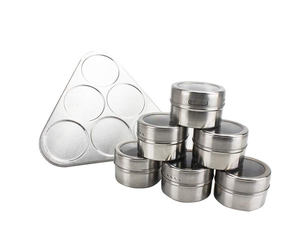 Spice Rack-Triangle Shape Magnetic Stainless Steel Spice Rack (Set of 6)