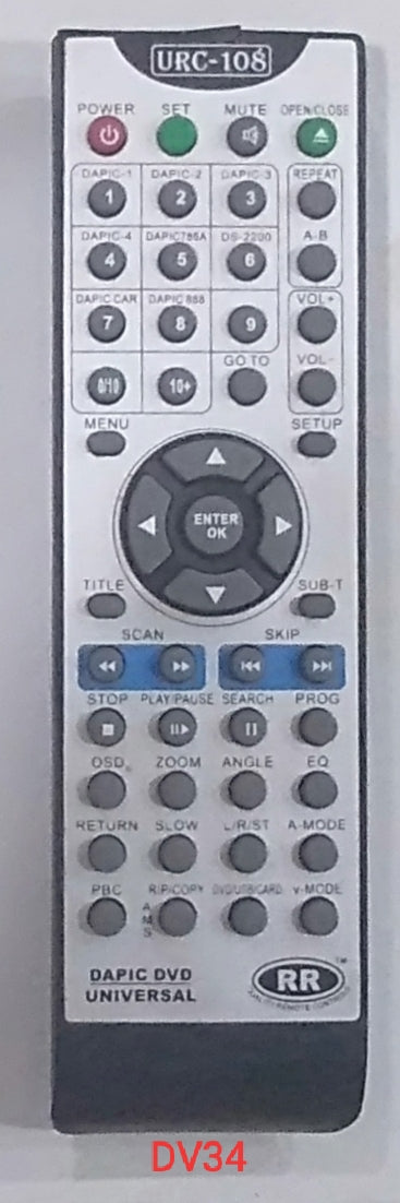 Dapic DVD  Universal Remote Control (DV34)* - Faritha
