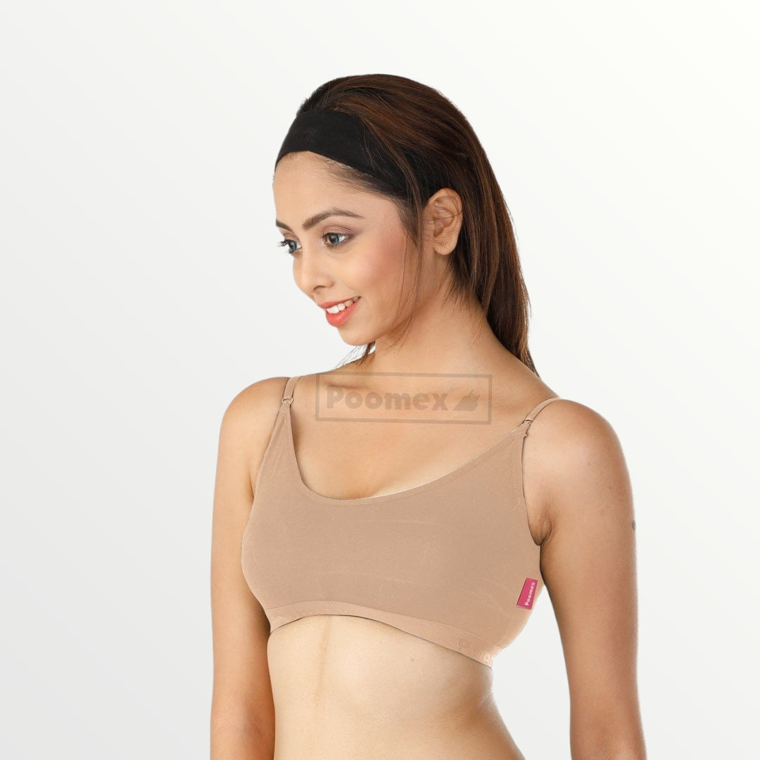 Poomex Ladies Teen Bra (Pack of 3) Black, Skin, White Colours - Faritha