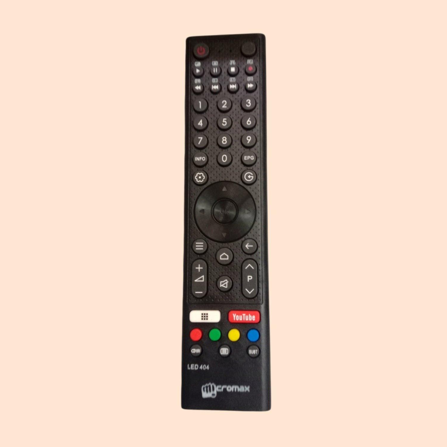Micromax Smart TV Remote with YouTube Shortcut – Compatible – Faritha