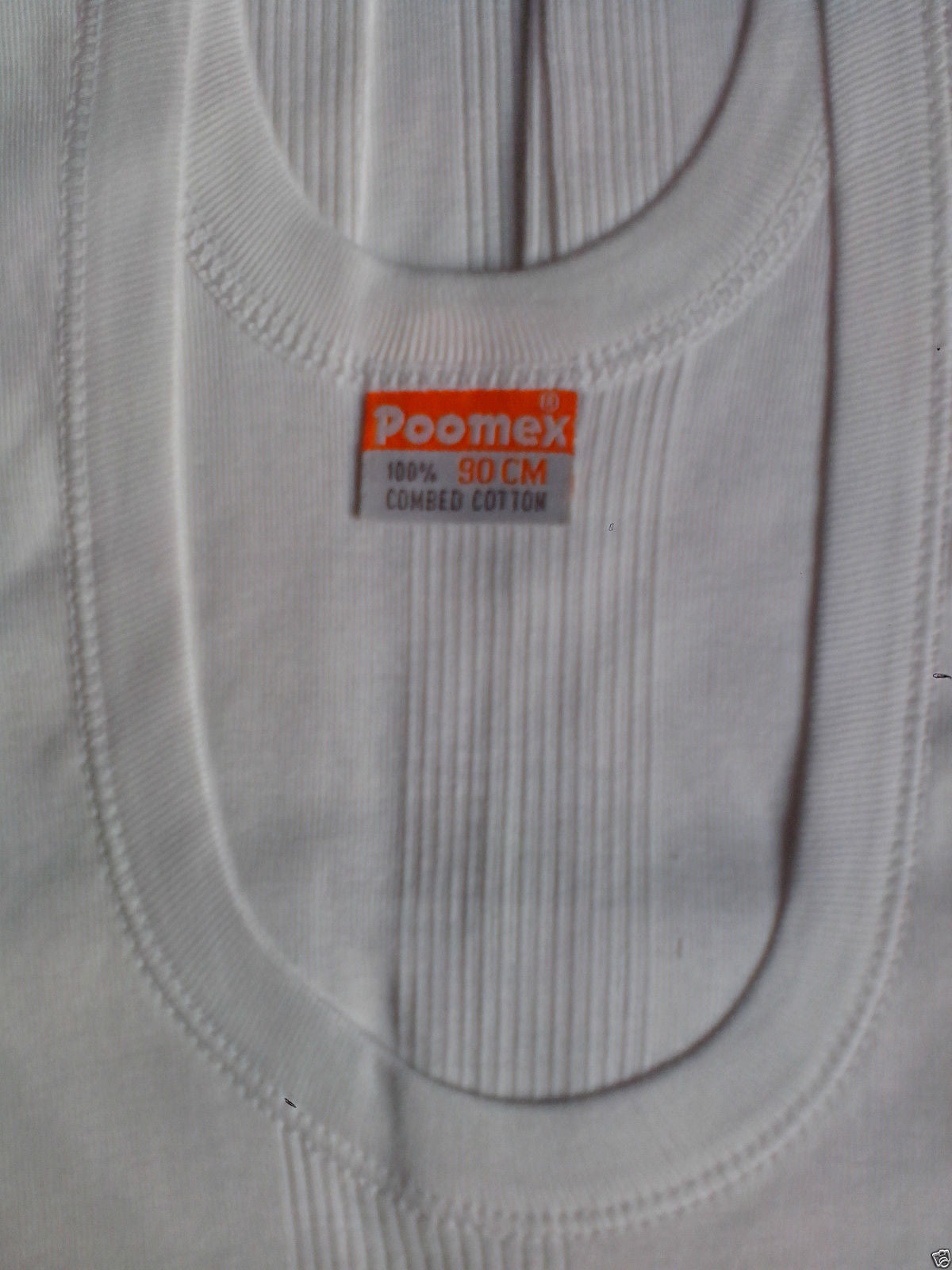 Poomex White Premium Flex Rib Vest Round Neck Sleeveless (Pack of