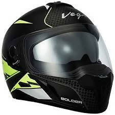 Vega Ryker Bolder ABS Dull Black & Neon Yellow Full Face Helmet - Faritha