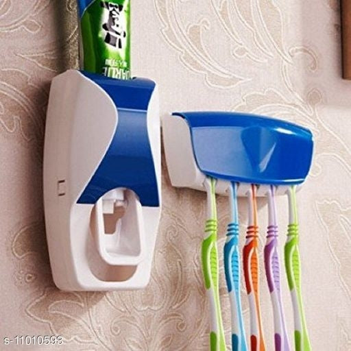 Shopper52 Automatic Toothpaste Dispenser Squeezer With Wall Mounted Toothbrush Holder* - Faritha