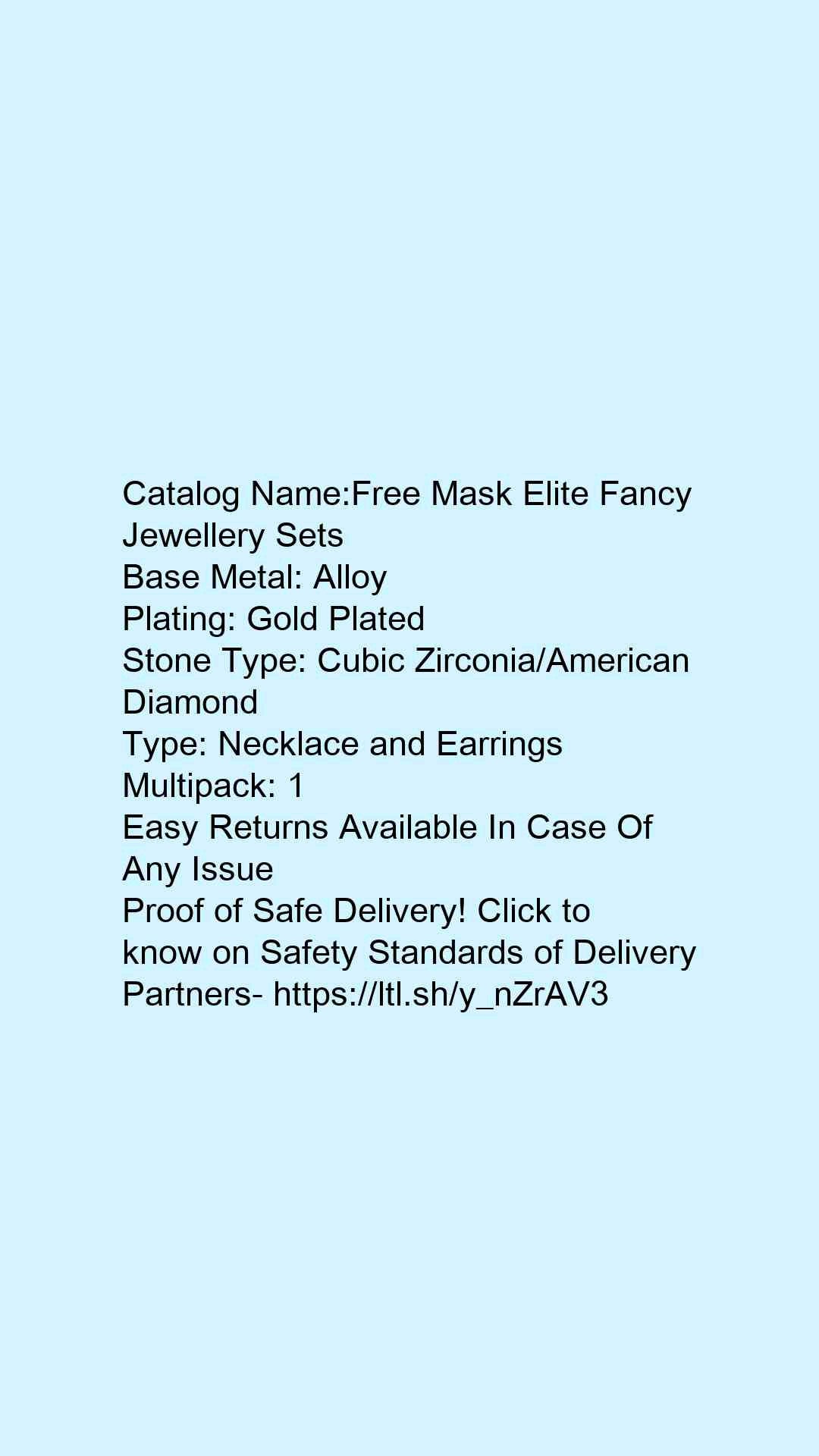 Free Mask Elite Fancy Jewellery Sets - Faritha