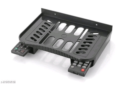 Nirav Décor Plastic Set Top Box Stand with Double Remote Holder (Black) - Faritha