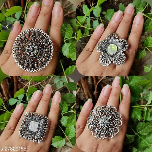 Shimmering Bejeweled Rings - Faritha