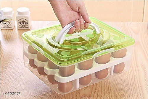 Double Layer 32 Grid Egg Storage Box for Vegetable Egg Storage - Faritha