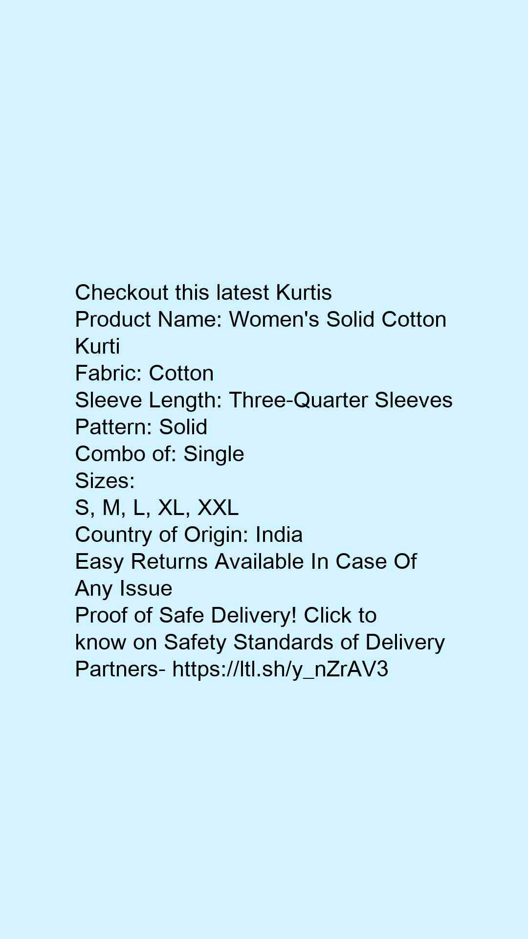 Women's Solid Cotton Kurti