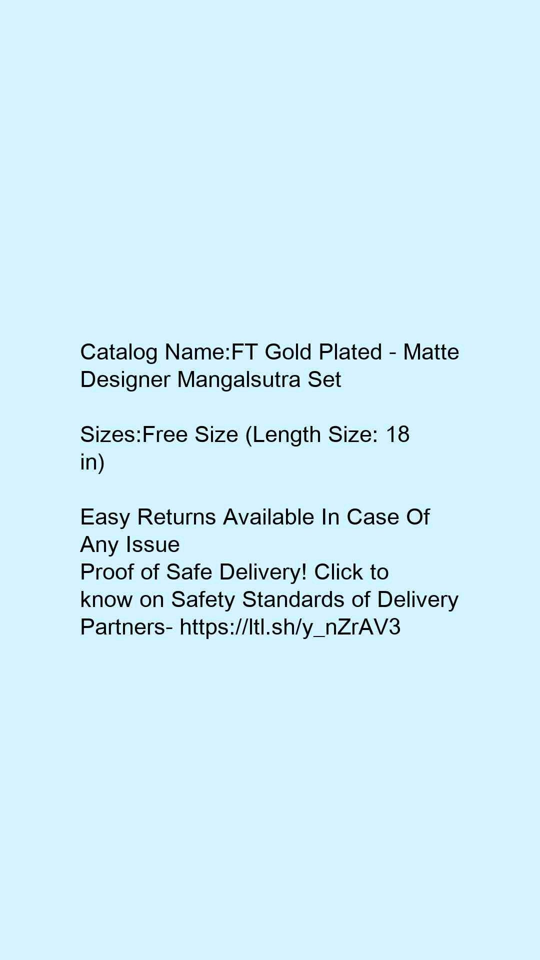 FT Gold Plated - Matte Designer Mangalsutra Set - Faritha