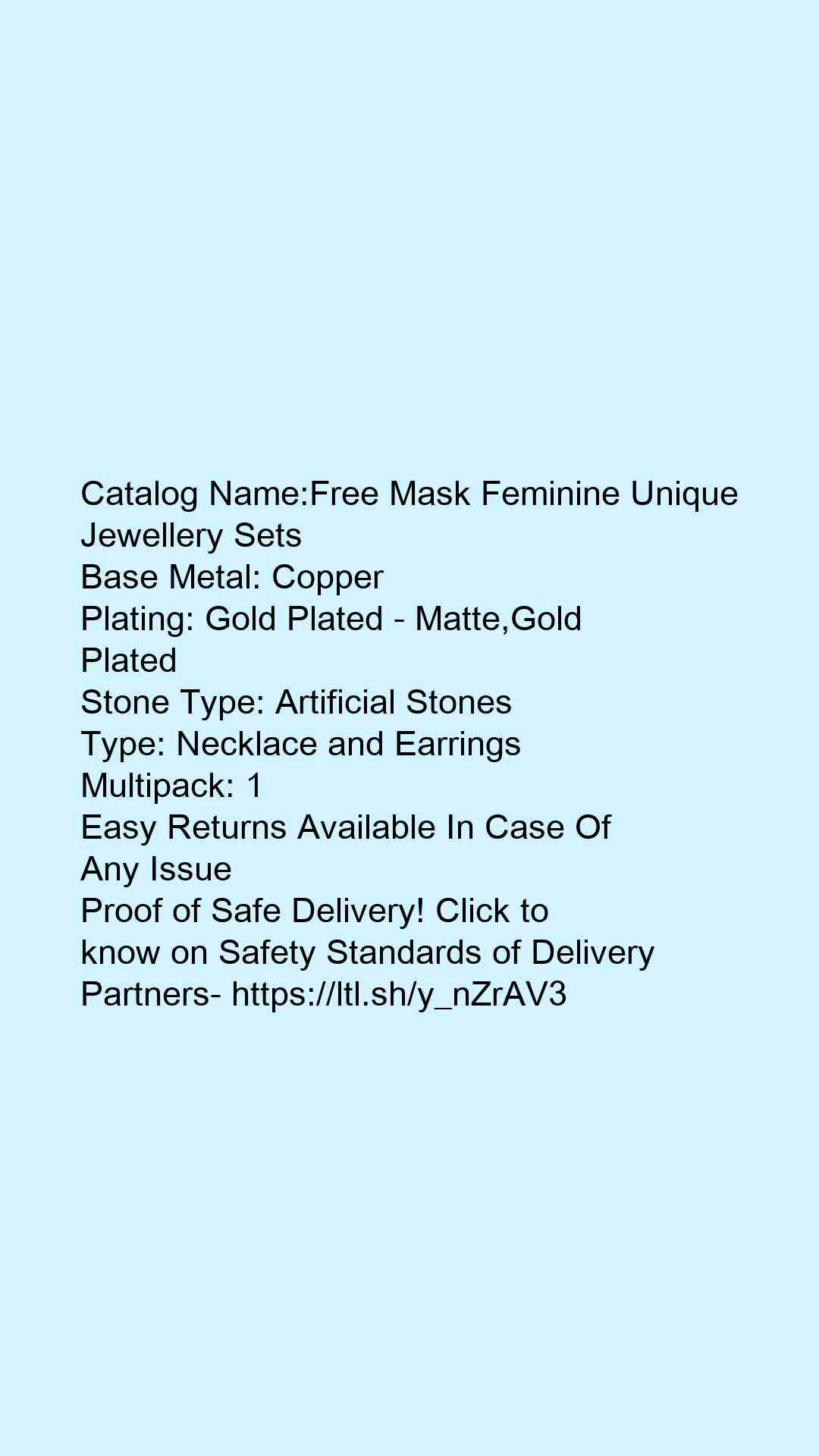 Free Mask Feminine Unique Jewellery Sets - Faritha