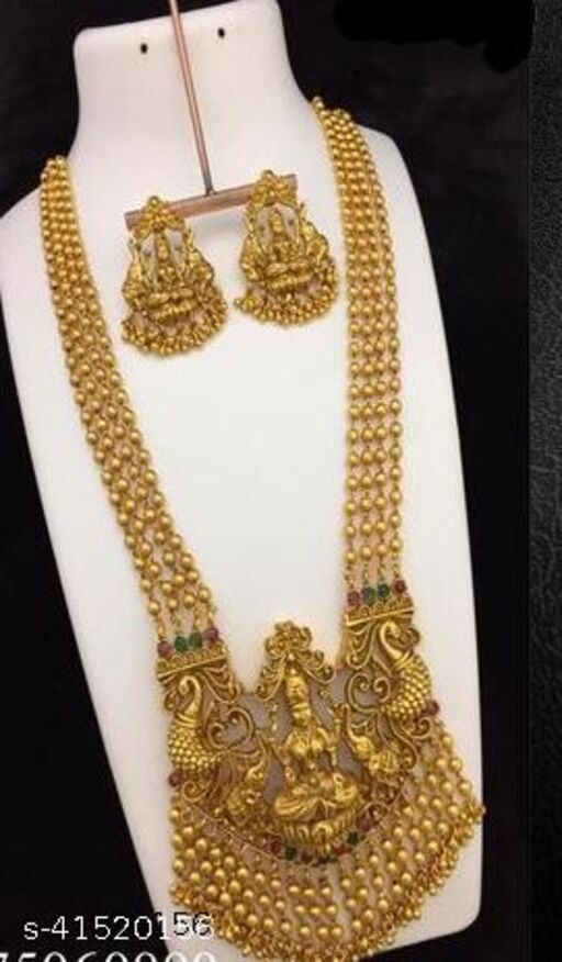 Premium Quality Matte Finish South Style temple Haram Jewellery Set* - Faritha