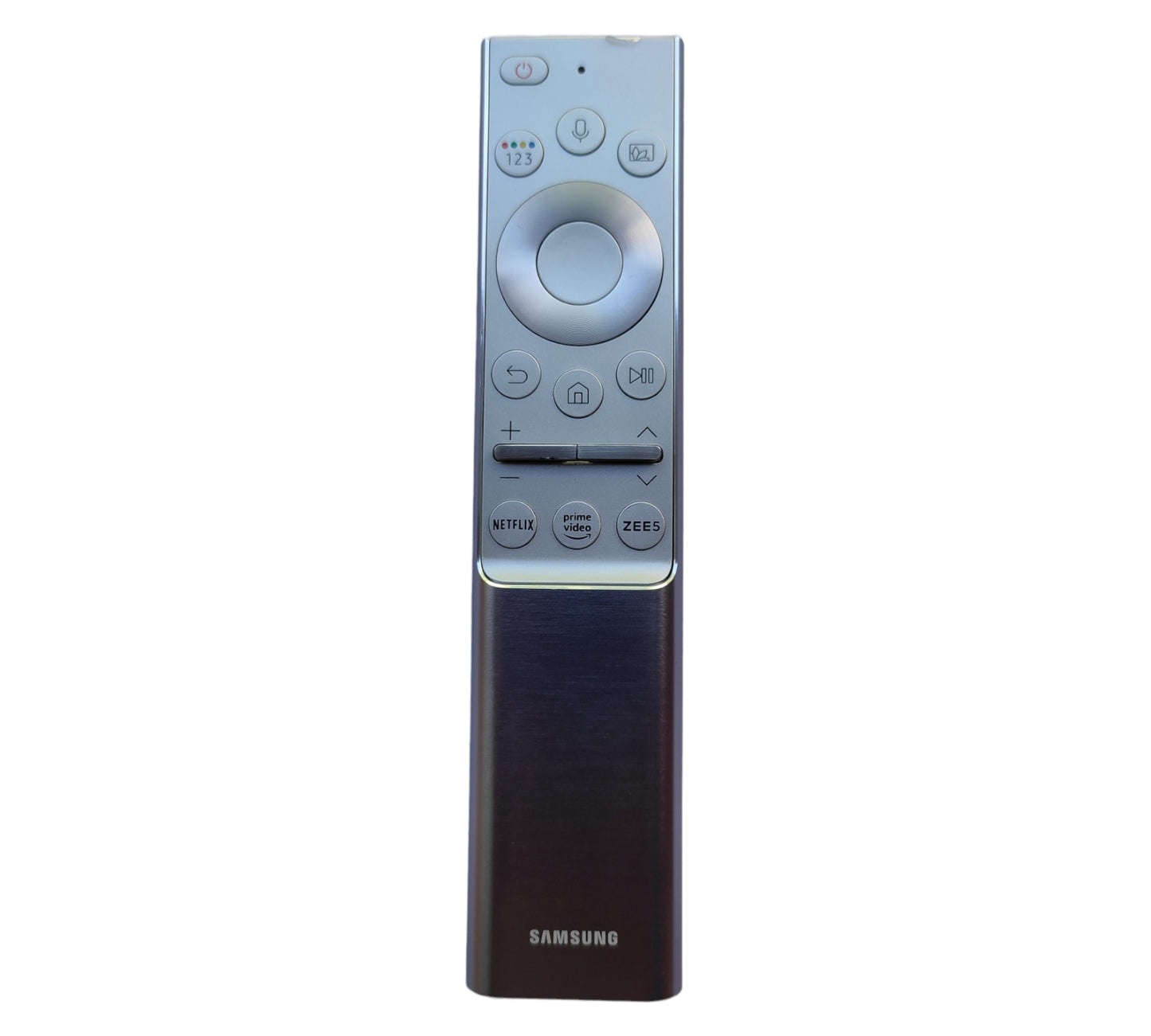 Samsung Smart TV voice remote metal body — Netflix Prime ZEE5 rechargeable India Faritha