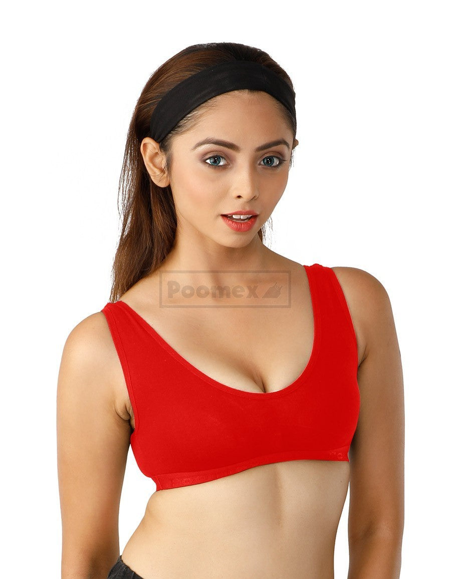 Poomex Sports Bra (Pack of 3) Apple Red, Coral, Plum Colours - Faritha