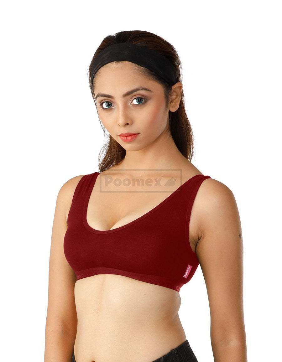 Poomex Sports Bra (Pack of 3) Apple Red, Coral, Plum Colours